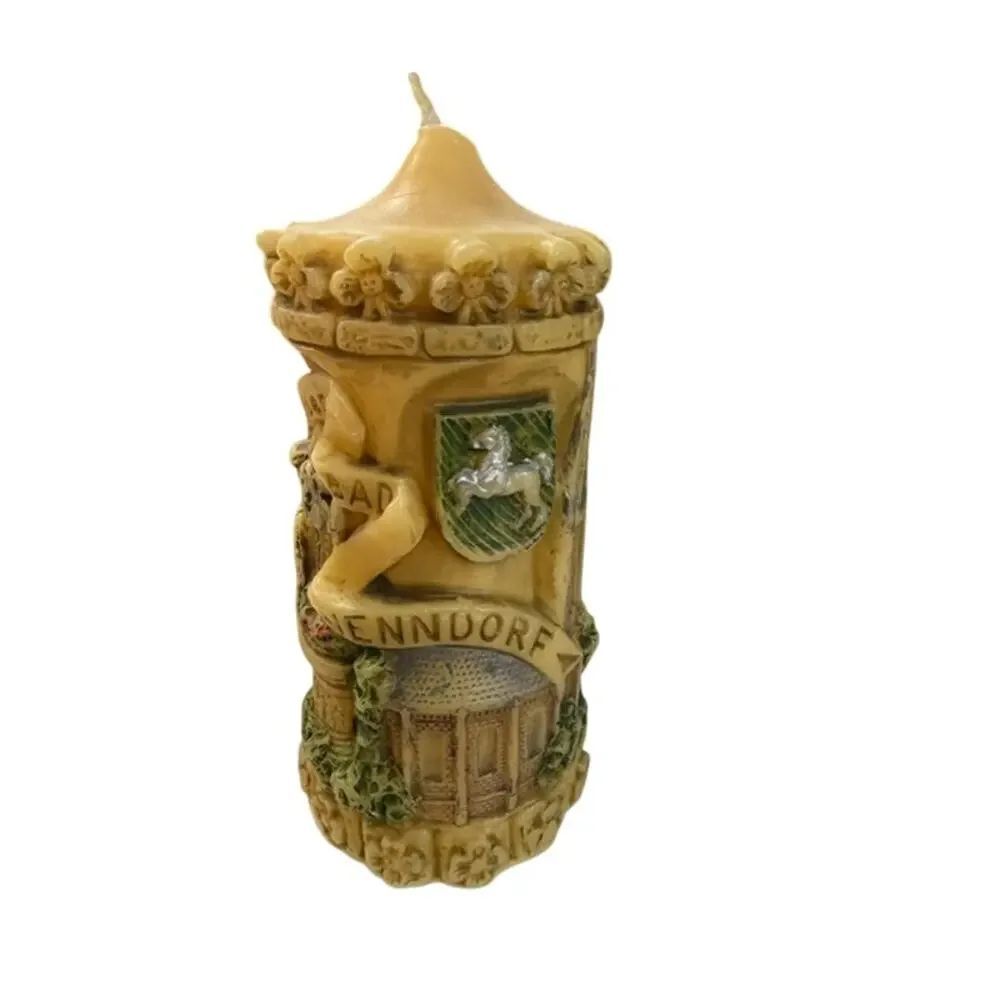 Vintage German Hand Carved Wax Candle Nenndorf Unlit